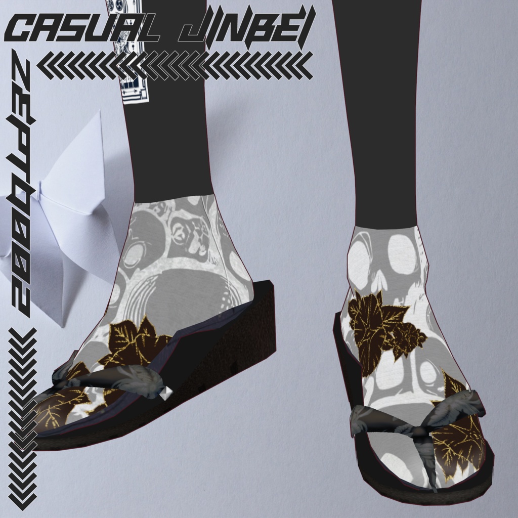 【Vroidテクスチャ】men's casual jinbei/WHITE/BLACK カジュアル甚平/白/黒/ZEPTO002