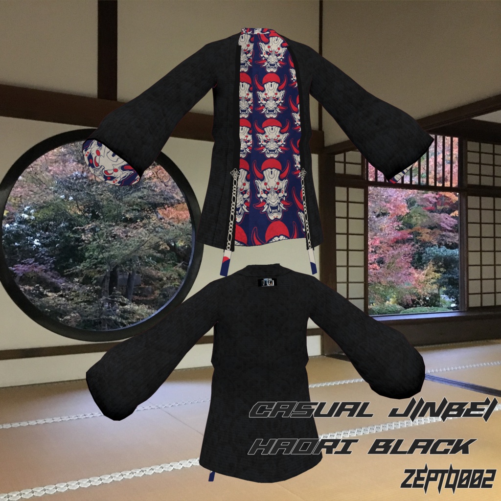 【Vroidテクスチャ】men's casual jinbei/WHITE/BLACK カジュアル甚平/白/黒/ZEPTO002