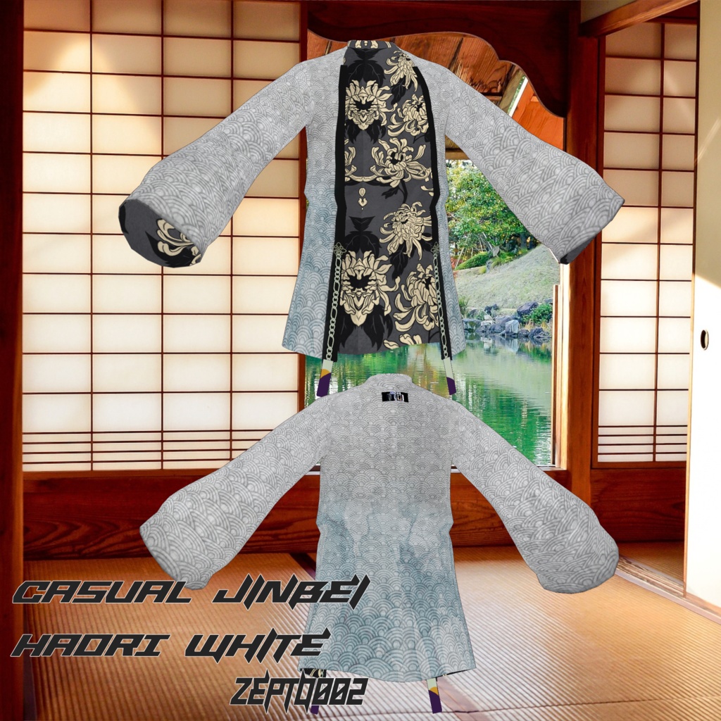 【Vroidテクスチャ】men's casual jinbei/WHITE/BLACK カジュアル甚平/白/黒/ZEPTO002