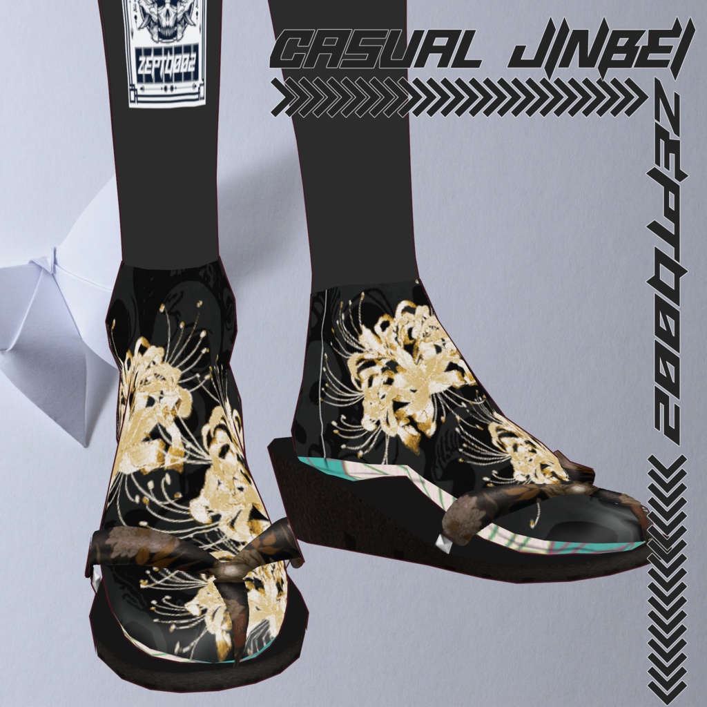 【Vroidテクスチャ】men's casual jinbei/WHITE/BLACK カジュアル甚平/白/黒/ZEPTO002