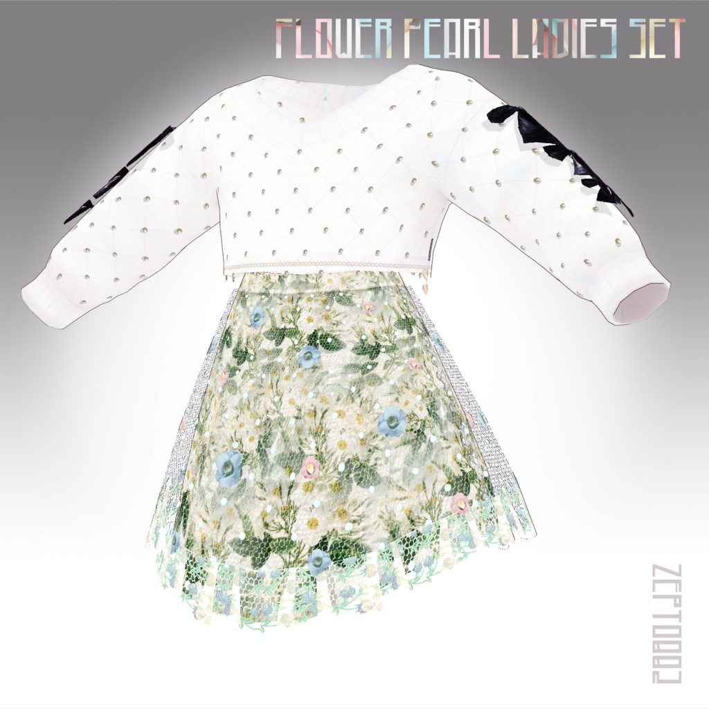 【Vroidテクスチャ】flower pearl ladies/tops+skirt3type set/ZEPTO002