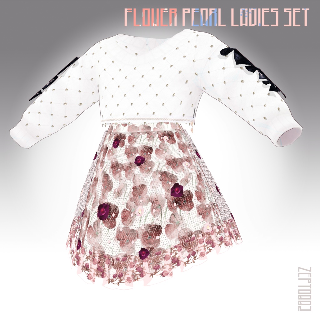 【Vroidテクスチャ】flower pearl ladies/tops+skirt3type set/ZEPTO002