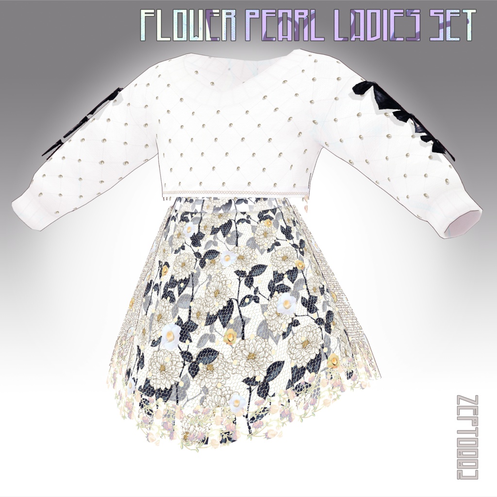 【Vroidテクスチャ】flower pearl ladies/tops+skirt3type set/ZEPTO002