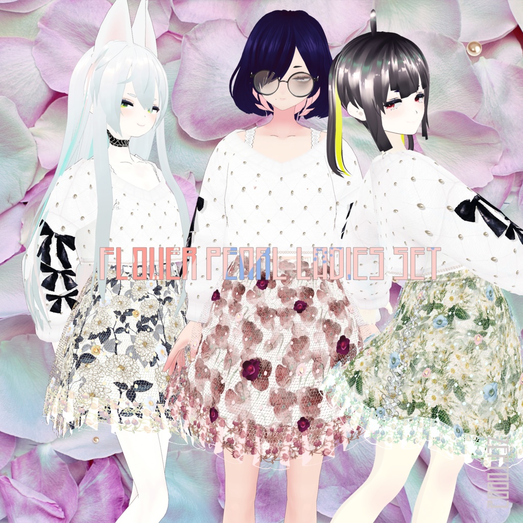 【Vroidテクスチャ】flower pearl ladies/tops+skirt3type set/ZEPTO002