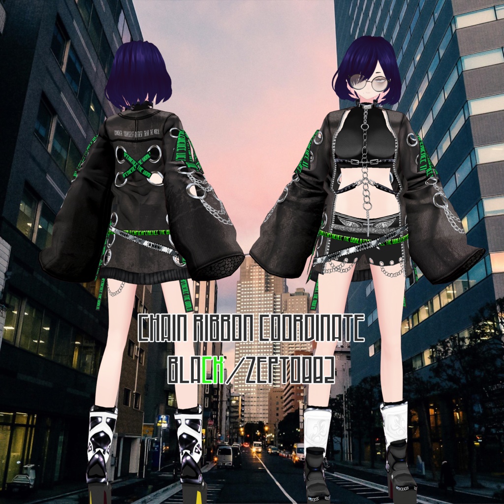 【Vroid texture】chain ribbon COORDINATE/WHITE/BLACK/ZEPTO002