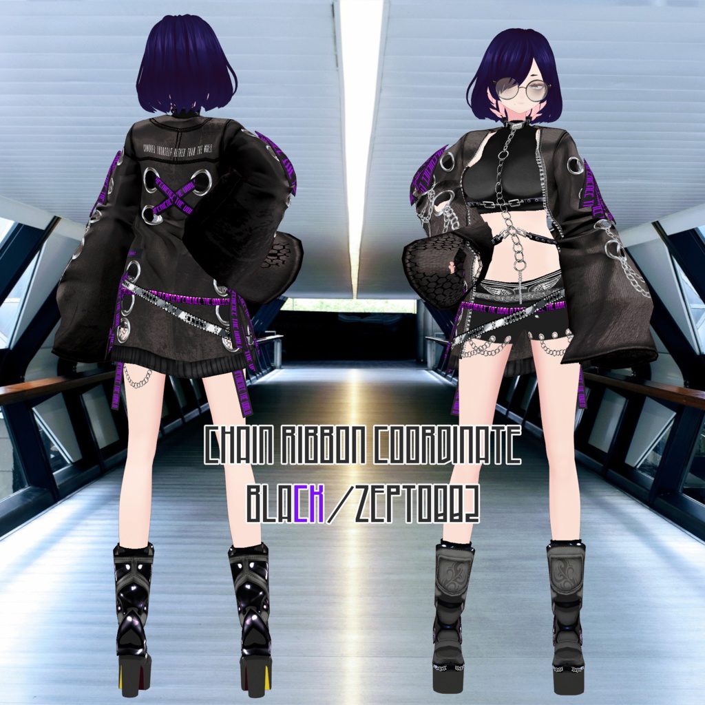 【Vroid texture】chain ribbon COORDINATE/WHITE/BLACK/ZEPTO002
