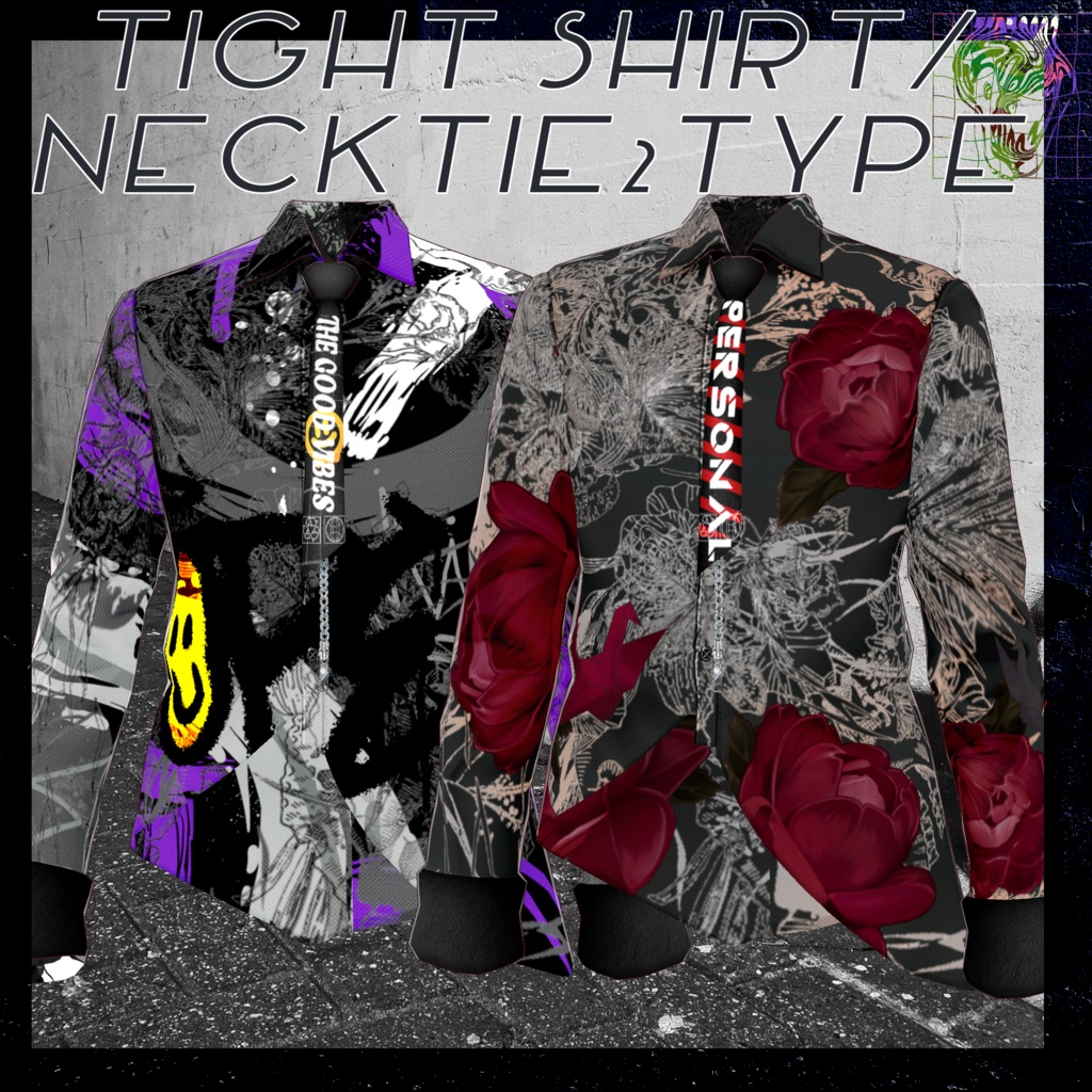 【VRoid texture】Tight shirt and necktie2type set/ ZEPTO002