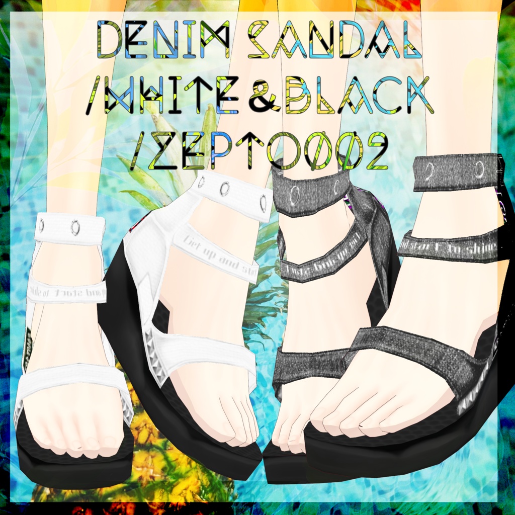 denim sandal/BLACK＆WHITE/ZEPTO002