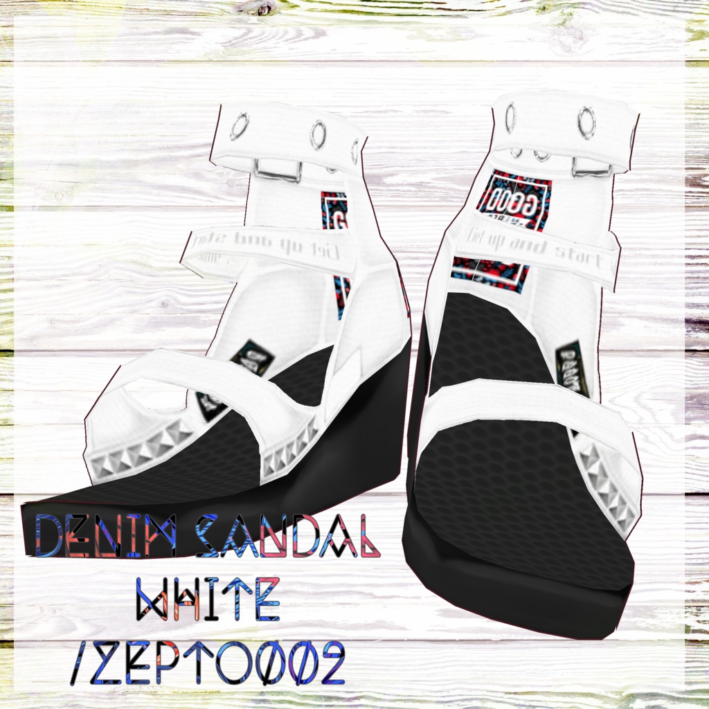 denim sandal/BLACK&WHITE/ZEPTO002