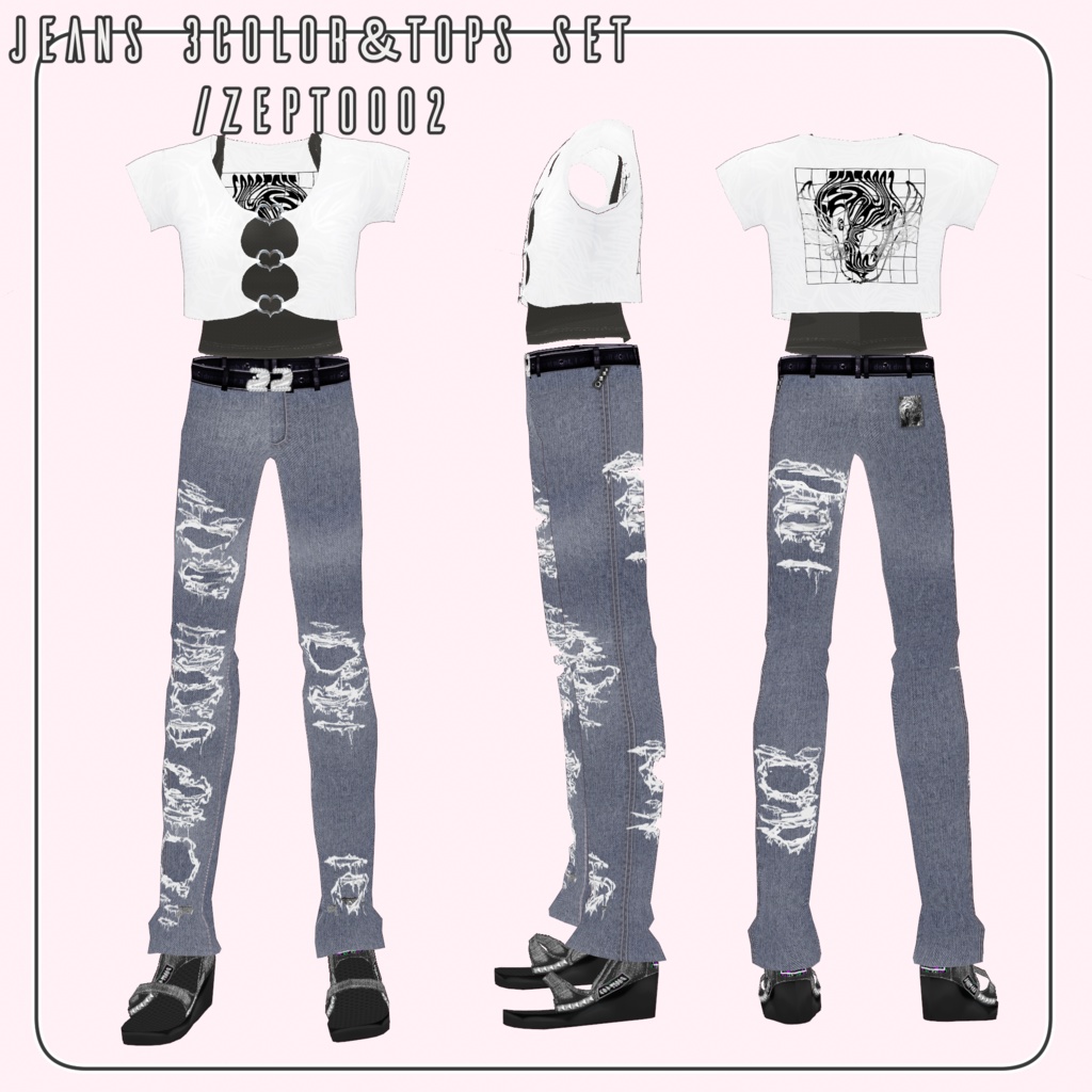 【VRoid texture】jeans3color&tops set/ZEPTO002