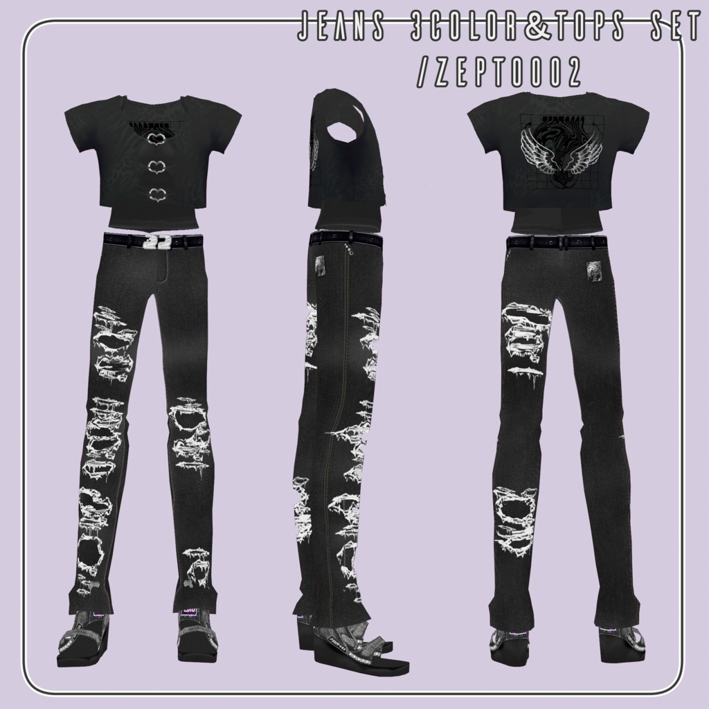 【VRoid texture】jeans3color&tops set/ZEPTO002