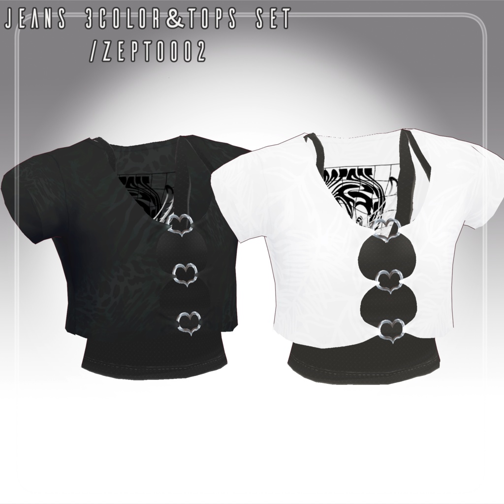 【VRoid texture】jeans3color&tops set/ZEPTO002
