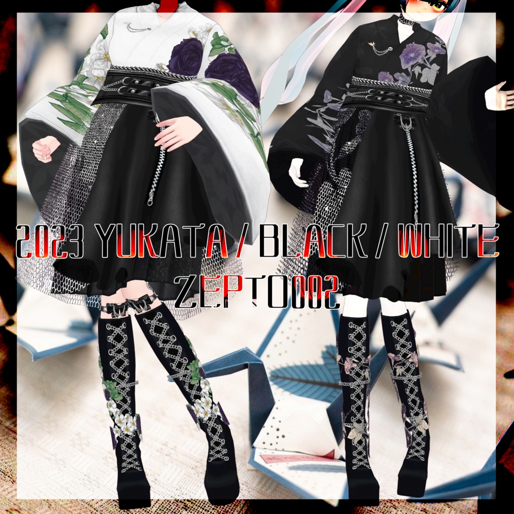 【VRoid texture】2023YUKATA/BLACKset/WHITEset/ZEPTO002