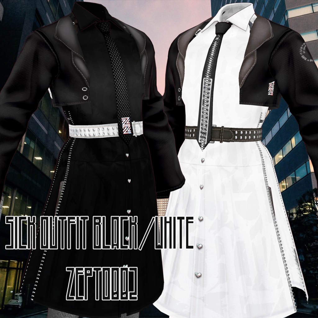 【VRoid texture】Sick outfit BLACKset /WHITEset/ZEPTO002