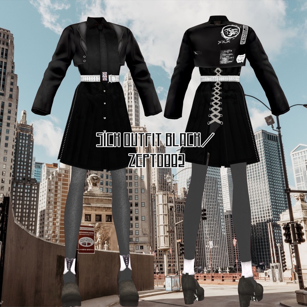 【VRoid texture】Sick outfit BLACKset /WHITEset/ZEPTO002