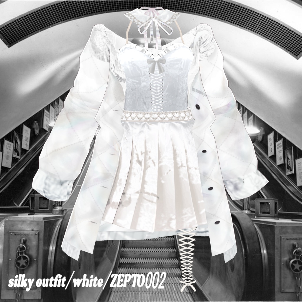 【VRoid texture】silky outfit/black&white/pastelpink&celeste/ZEPTO002