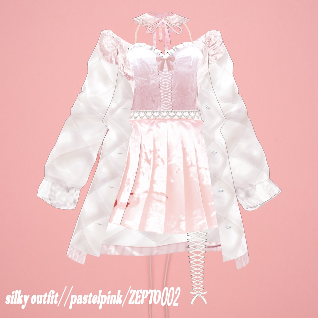 【VRoid texture】silky outfit/black&white/pastelpink&celeste/ZEPTO002