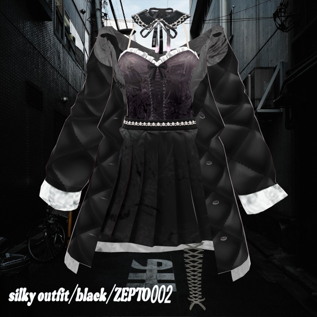 【VRoid texture】silky outfit/black&white/pastelpink&celeste/ZEPTO002
