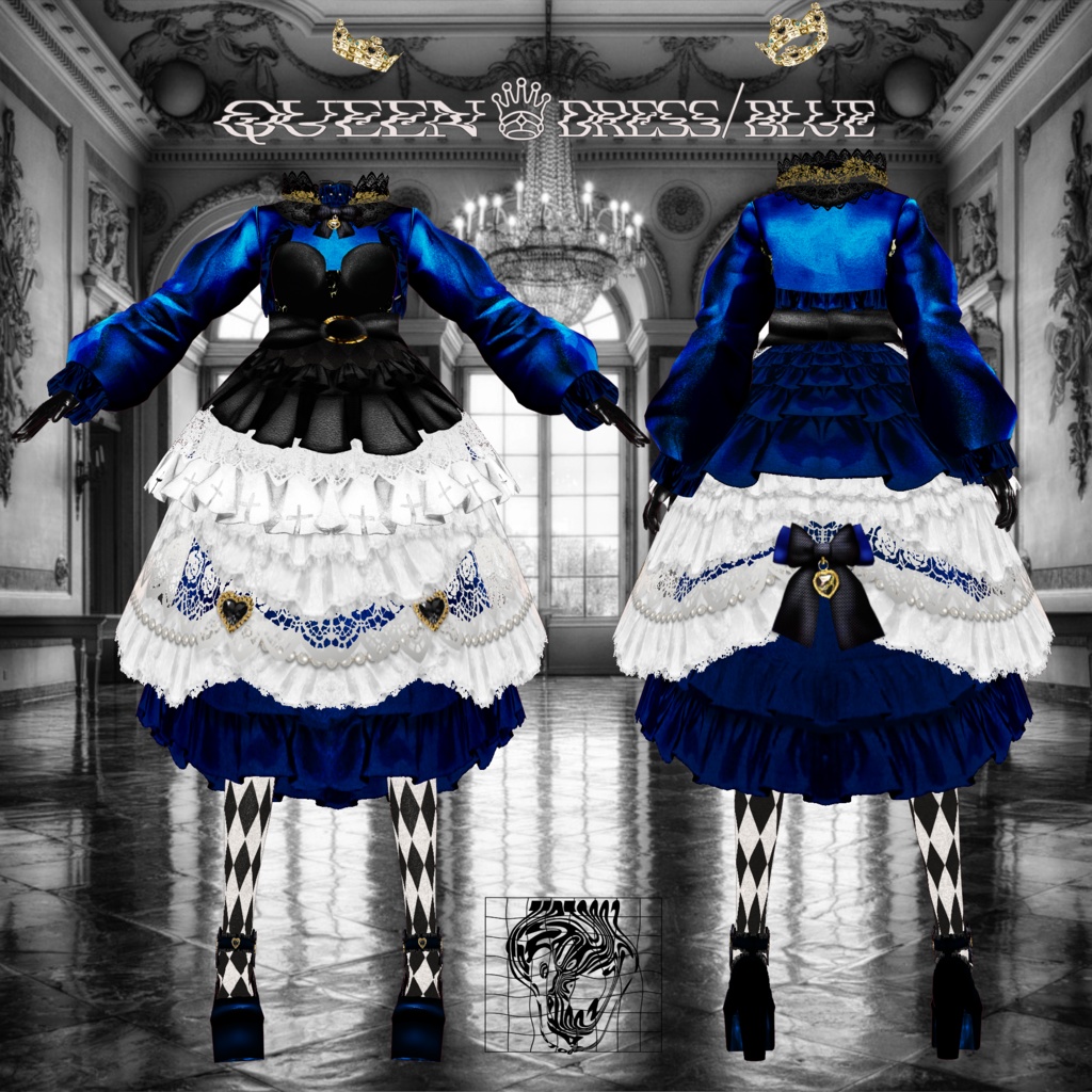【VRoid texture】QUEEN♕DRESS/brilliant red&midnight blue set/ZEPTO002