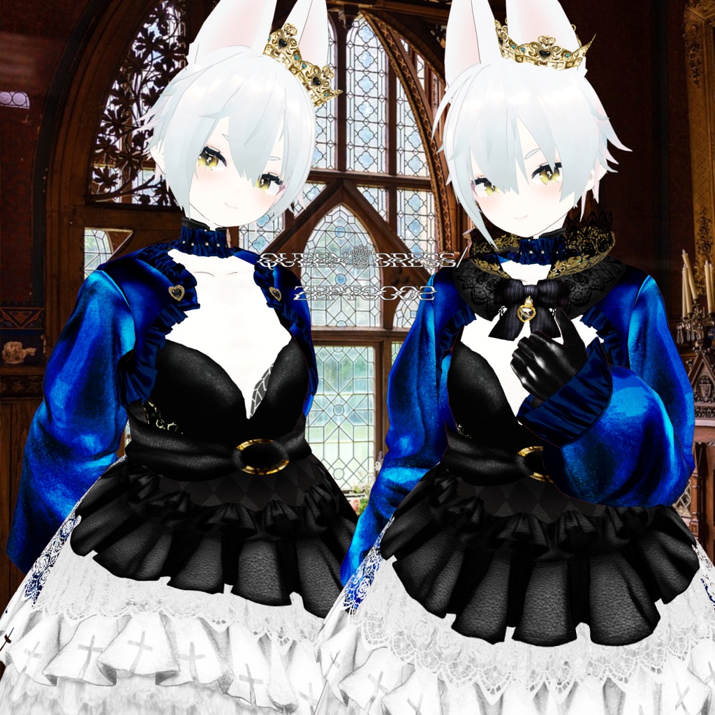 【VRoid texture】QUEEN♕DRESS/brilliant red&midnight blue set/ZEPTO002