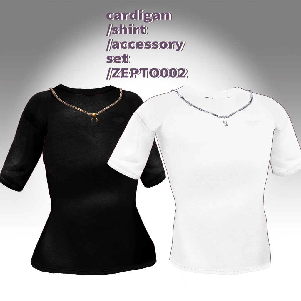 【VRoid texture】cardigan set/3color+shirt2color+necklace/ZEPTO002