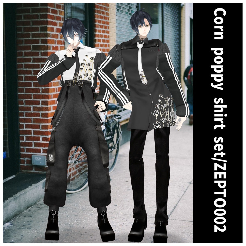 【VRoidテクスチャ】Corn poppy short＆long shirt+jacket/ZEPTO002