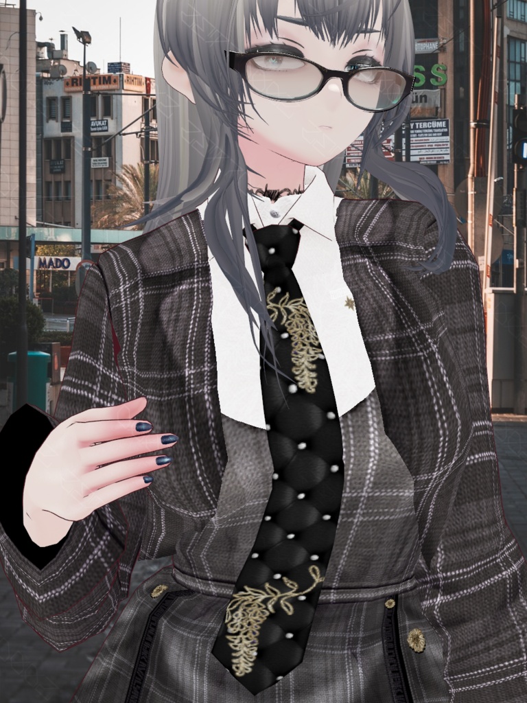 【VRoid texture】plaid jacket dress/4color set/ZEPTO002