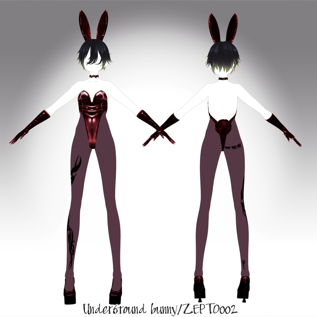 【VRoid texture】UnderGround bunny/BLACK&Red/ZEPTO002