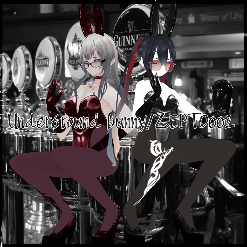 【VRoidテクスチャ】UnderGround bunny/BLACK＆Red/ZEPTO002/