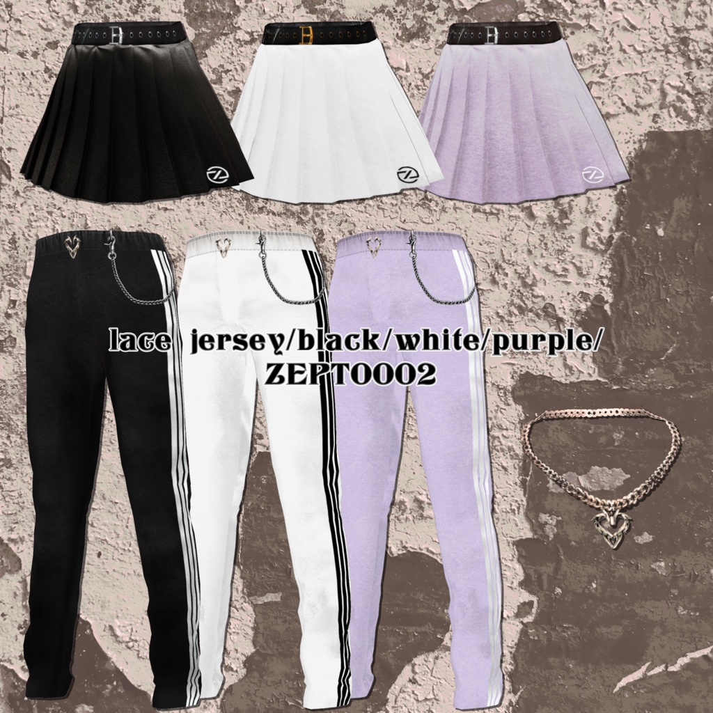 【VRoid texture】lace jersey/black&white&purple/ZEPTO002