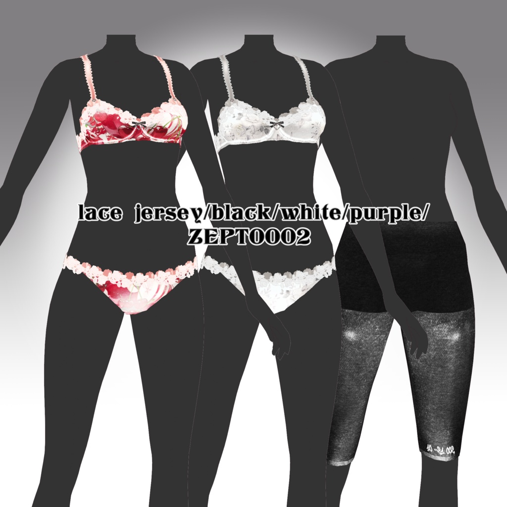 【VRoid texture】lace jersey/black&white&purple/ZEPTO002
