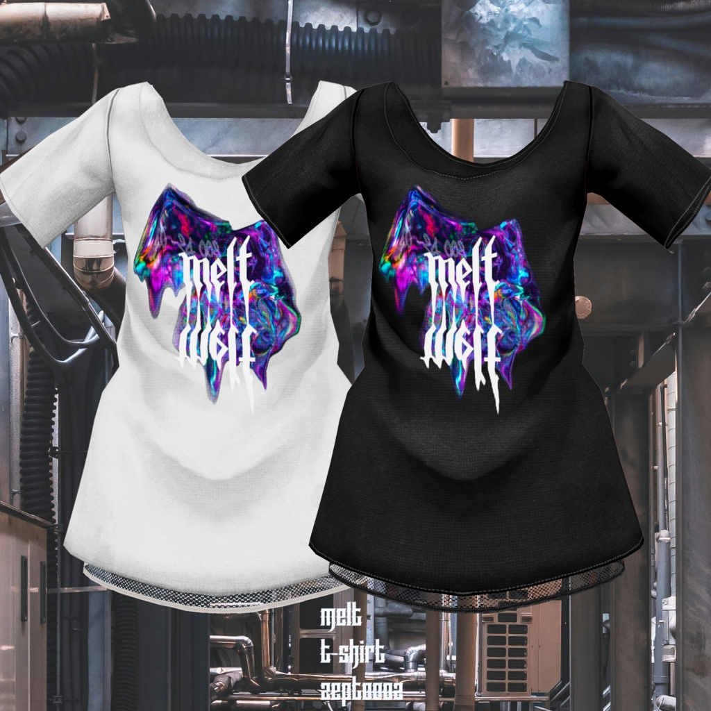 【VRoid texture】melt T-shirt/2collar【freeDL】+Sneaker sandals are included only in the support version.