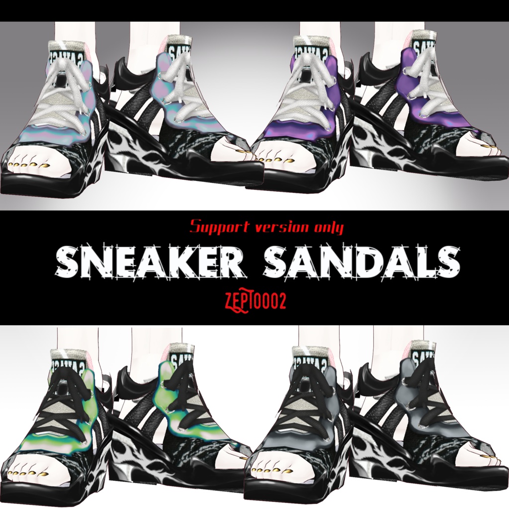 【VRoid texture】melt T-shirt/2collar【freeDL】+Sneaker sandals are included only in the support version.