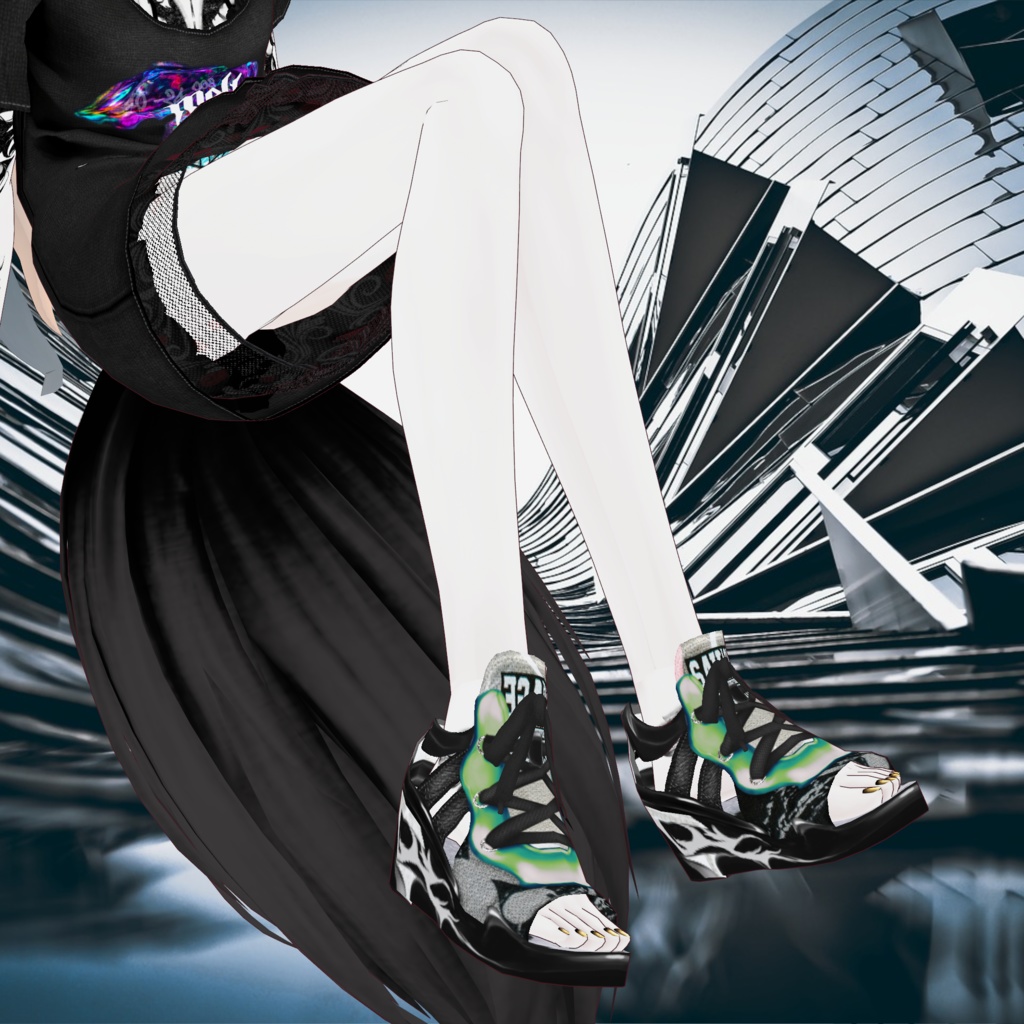 【VRoid texture】melt T-shirt/2collar【freeDL】+Sneaker sandals are included only in the support version.