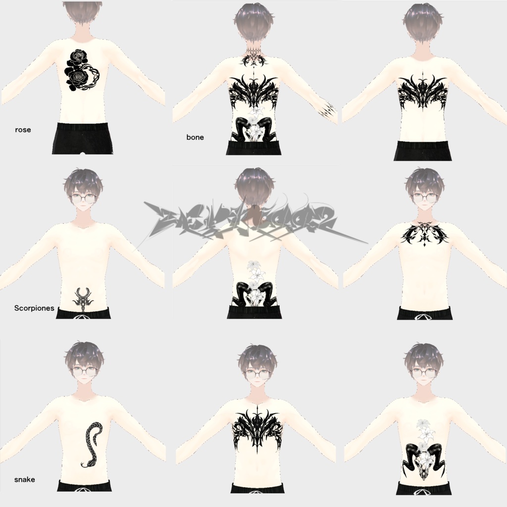【VRoid texture】VRoid model tattoo textures set /ZEPTO002