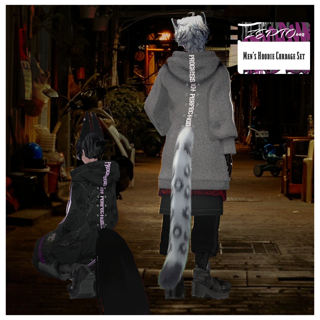 【VRChat】Men's Hoodie Cordage Set/ZEPTO002【5Avatar対応/PB+CO/MA設定済】