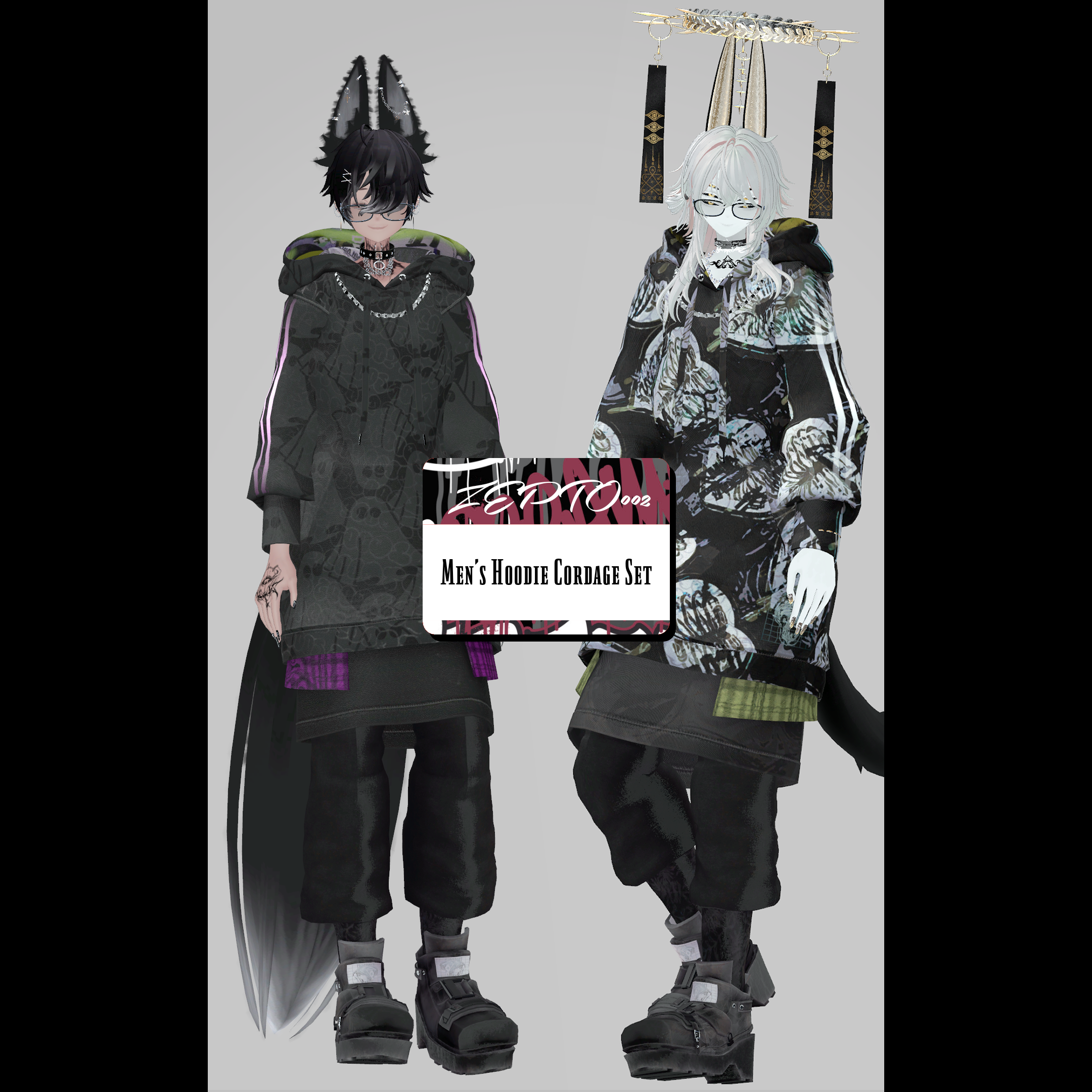 Vrchat Hood 【VRChat】Men's Hoodie Cordage Set/ZEPTO002【5Avatar対応/PB+CO/MA設定済 ...