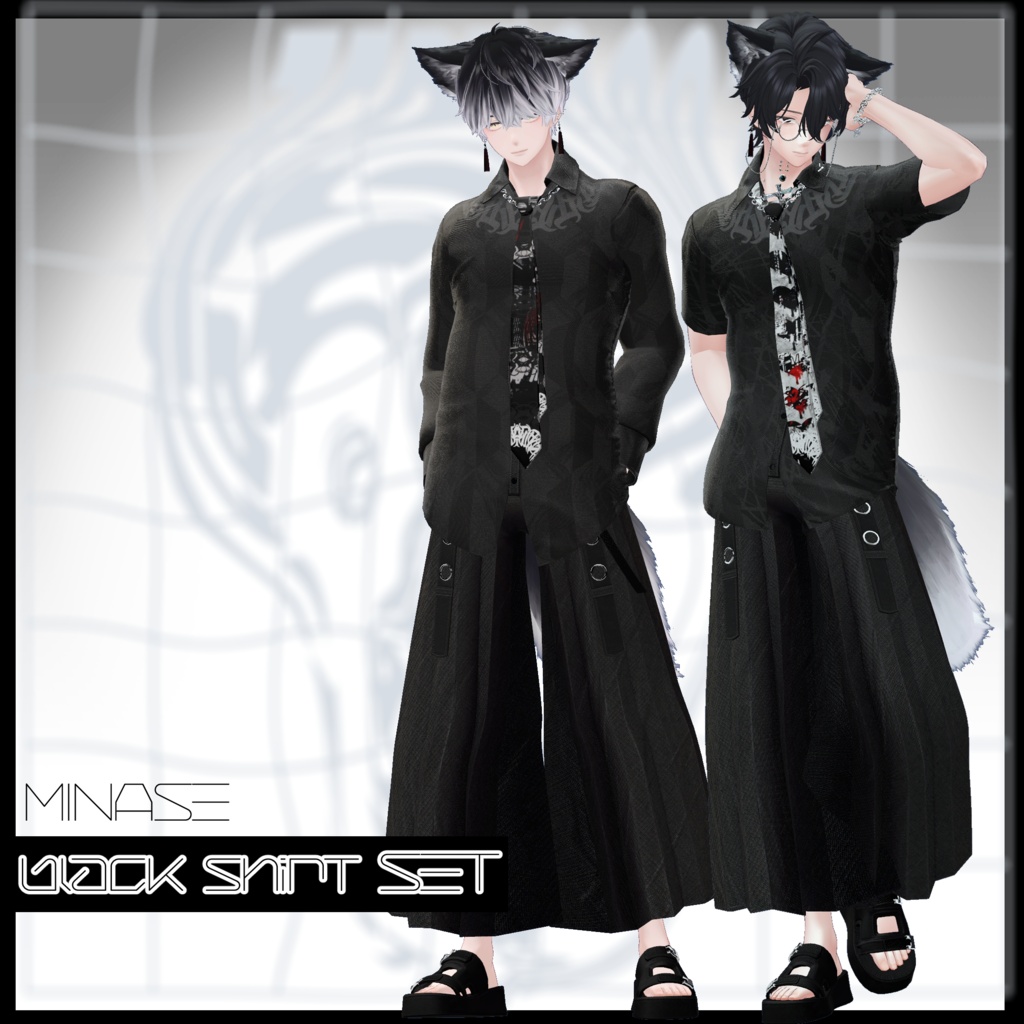 【VRChat】Men's black shirt Set/ZEPTO002【5Avatar対応/PB+CO/MA設定済】