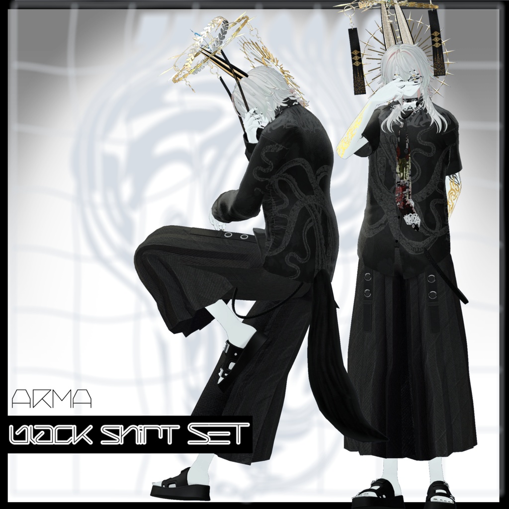 【VRChat】Men's black shirt Set/ZEPTO002【5Avatar対応/PB+CO/MA設定済】