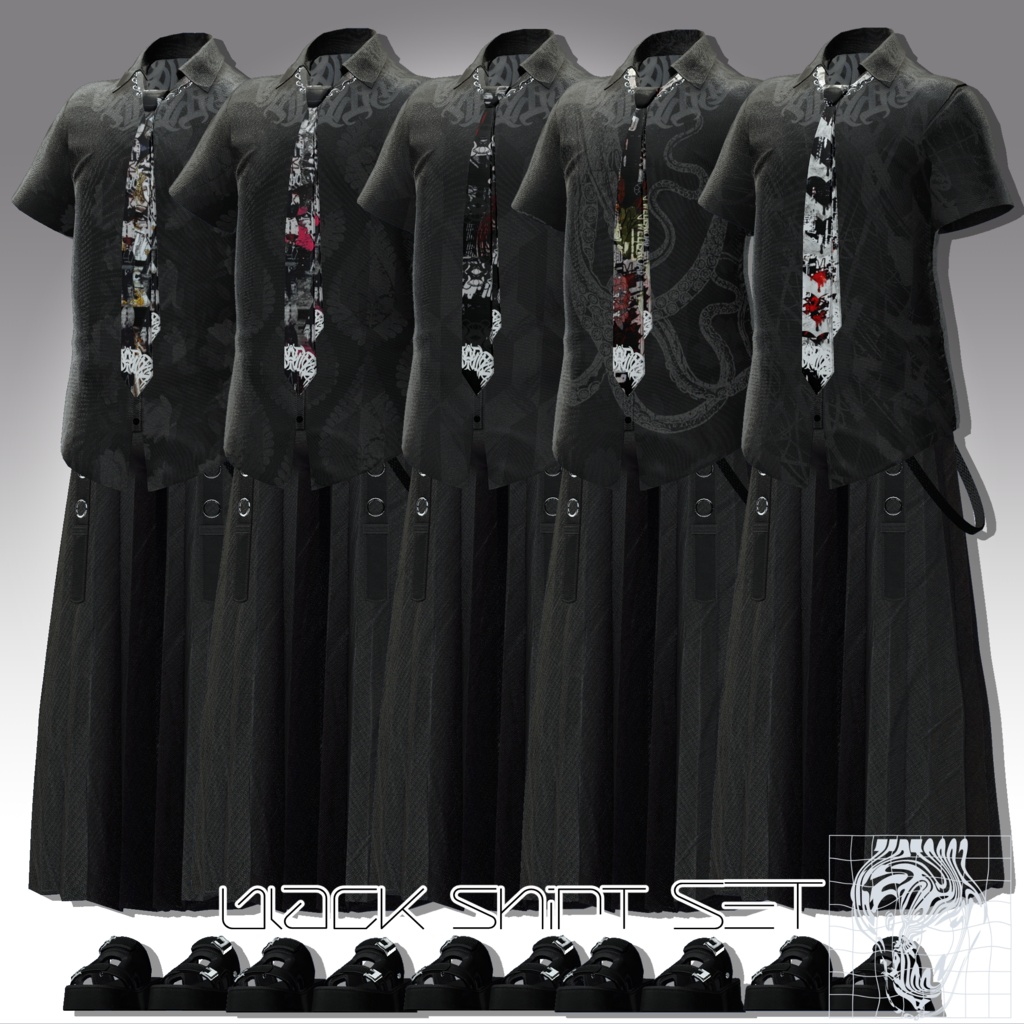 【VRChat】Men's black shirt Set/ZEPTO002【5Avatar対応/PB+CO/MA設定済】