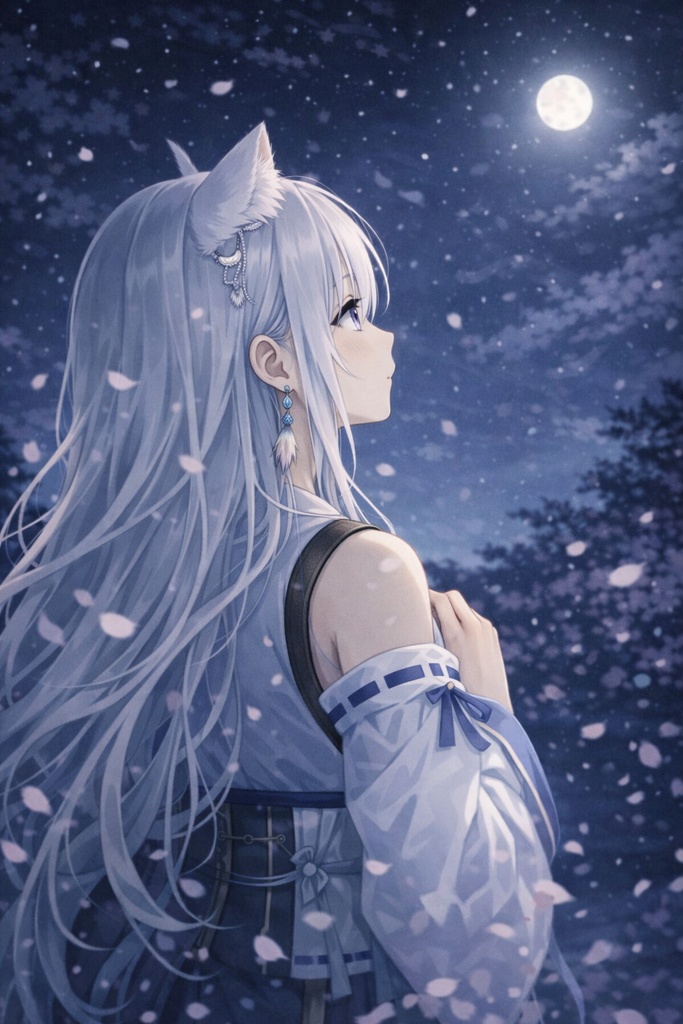 月夜に寄り添うルナ　スマホ4枚セット