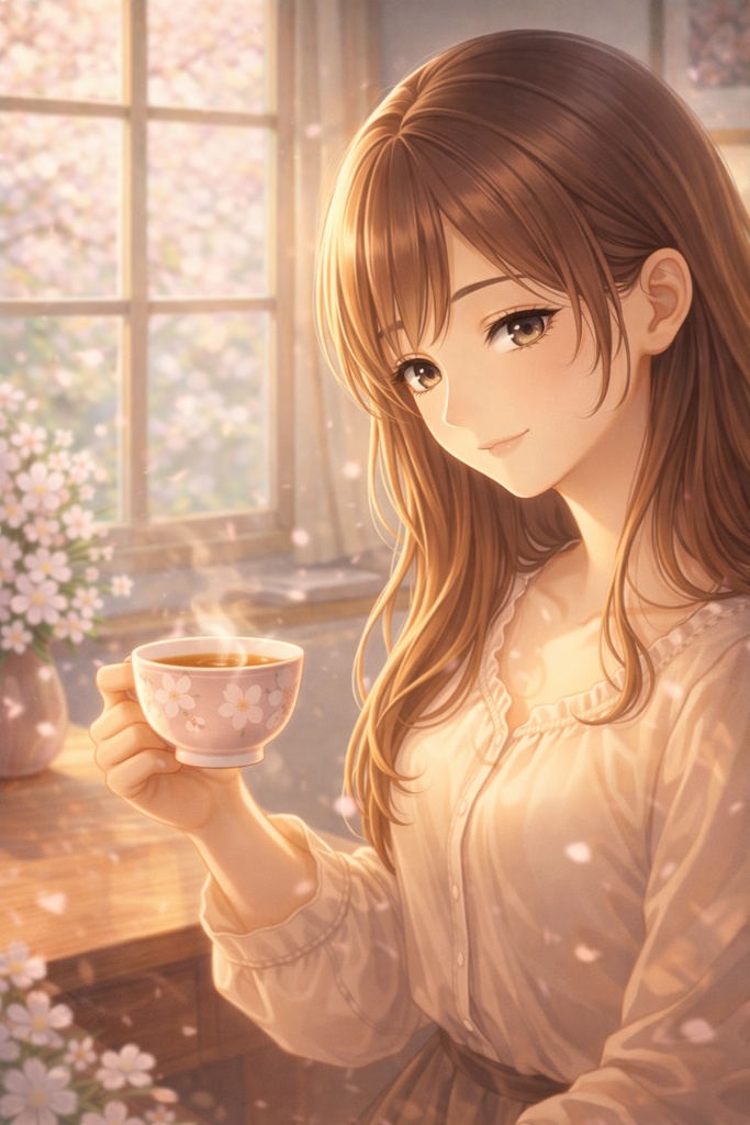 「夜の静かな読書タイム」 「紅茶と微笑みのひととき