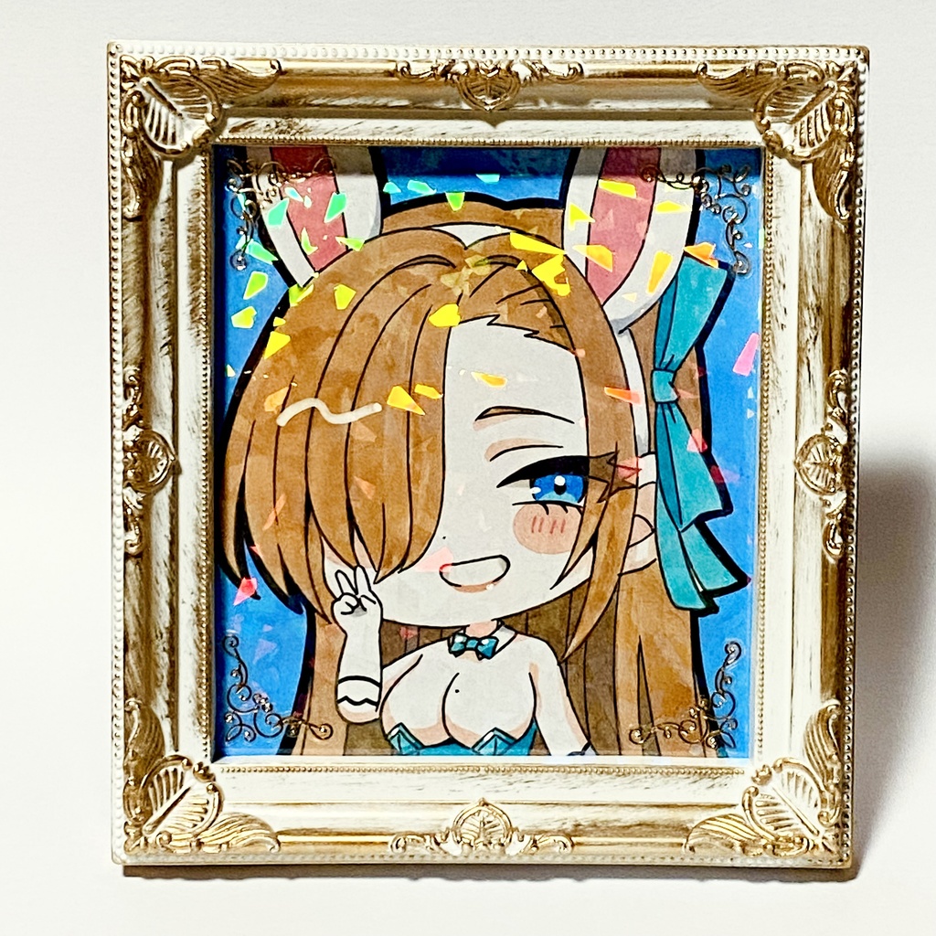 フレーム付き＊ブルアカ アスナ バニーガール 手描きイラスト色紙