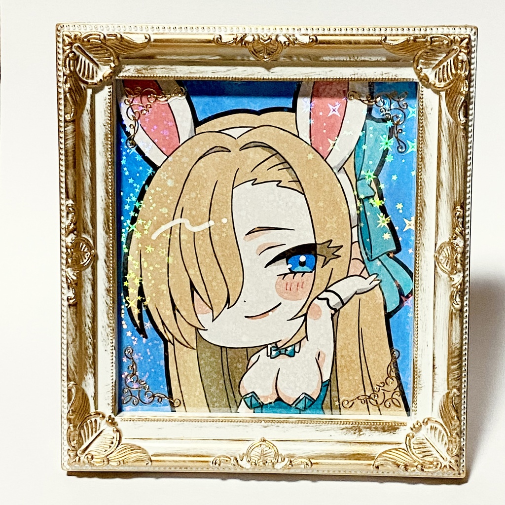 フレーム付き＊ブルアカ アスナ バニーガール 手描きイラスト色紙