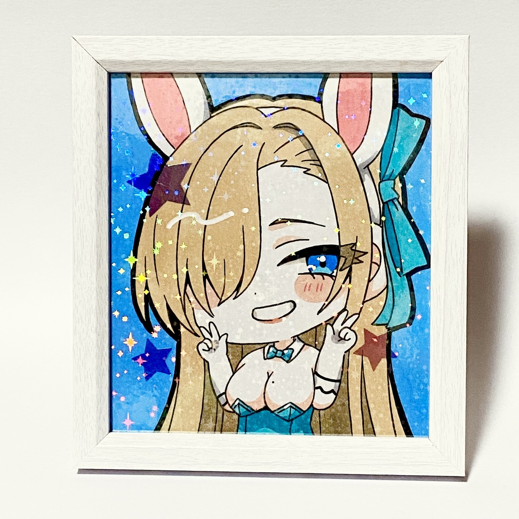 フレーム付き＊ブルアカ アスナ バニーガール 手描きイラスト色紙