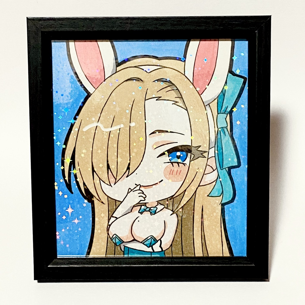 フレーム付き＊ブルアカ アスナ  バニーガール 手描きイラスト色紙