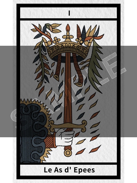 マルセイユ版タロットカード・小アルカナのソード14枚セットA