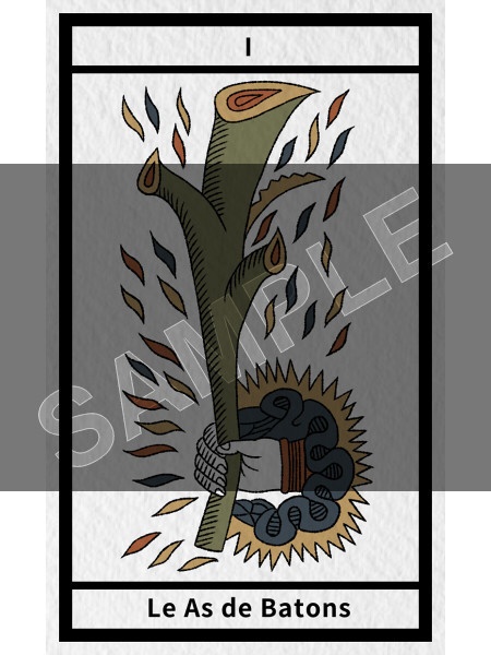 マルセイユ版タロットカード・小アルカナのワンド14枚セットA