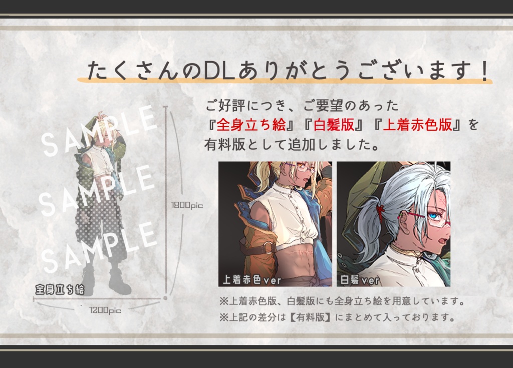 TRPG・動画用立ち絵素材-褐色金髪傷眼鏡【局所的需要シリーズ②】