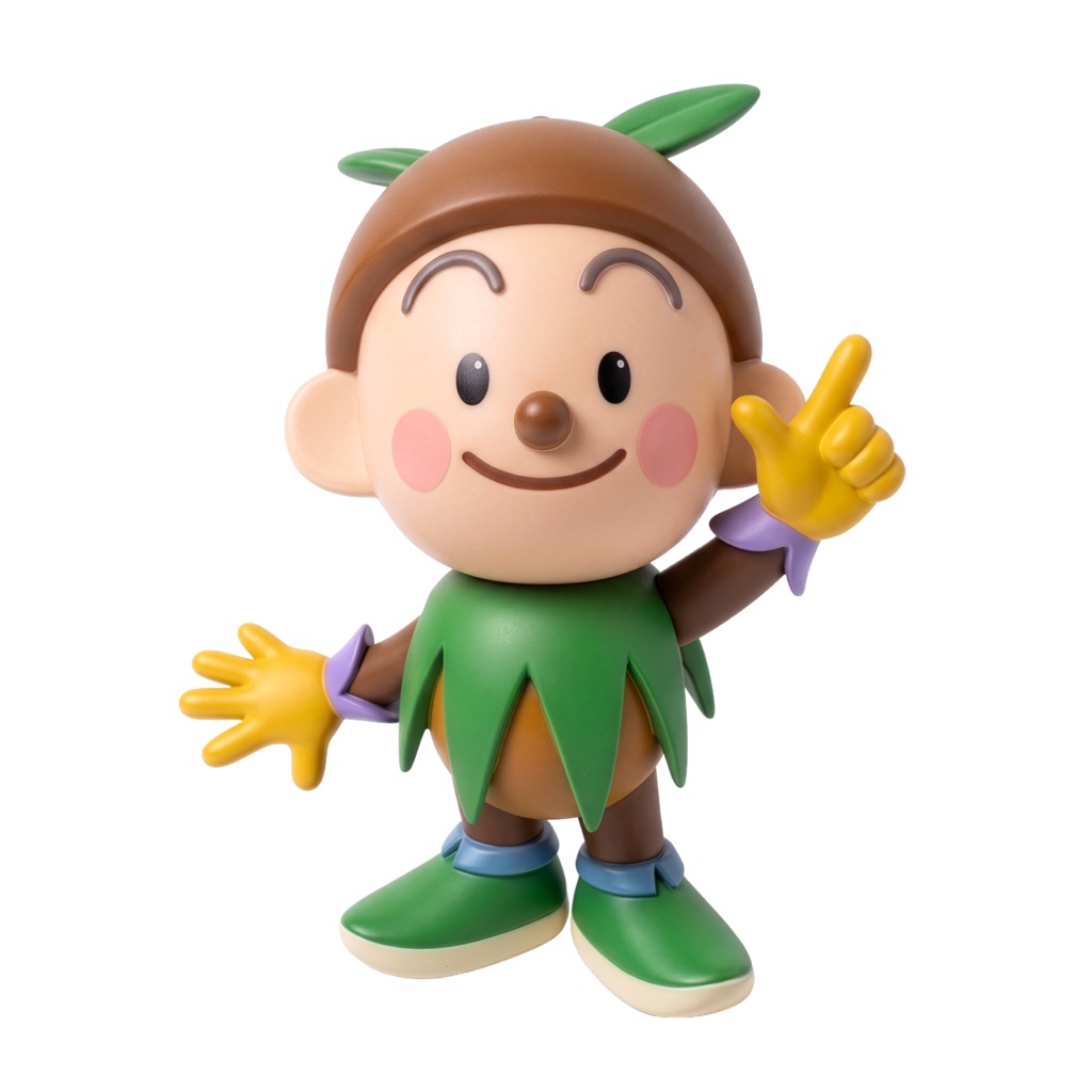 【背景透過PNG】3D風どんぐりキャラクター素材：指差しポーズ（商用利用可）グリーンボーイ